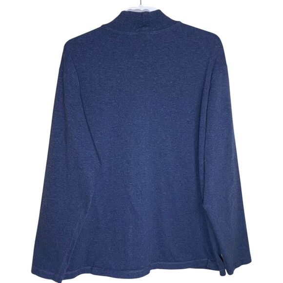 Vtg LL Bean Shirt Mens XL Blue Base Layer Wool Cotton Blend Mock Neck Pullover - Picture 2 of 9